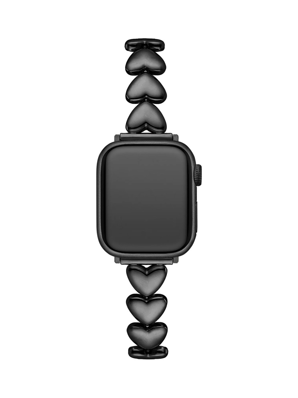 Women's Polished Love Metal Glossy Black Chain Link Smartwatch Band